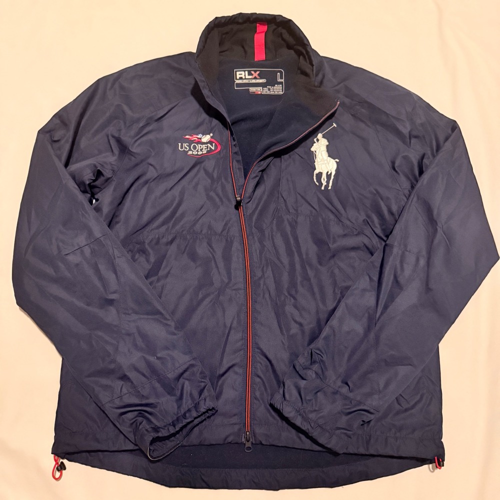 RLX Ralph Lauren Windbreaker Men Large Navy 2005 US Open Big Pony Jacket